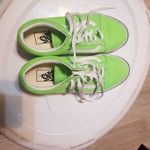 Vans Old Skool Neon Green and White Canvas Sneakers